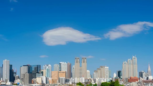 東京　新宿高層ビル群　タイムラプス　2019年　