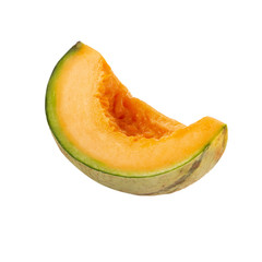 cut of cantaloupe isolated on white background