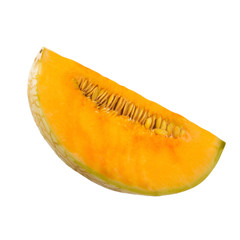 slice of cantaloupe isolated on white background