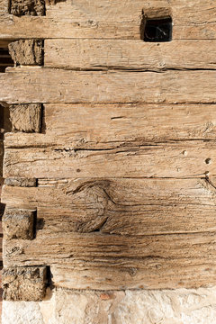 d&eacute;tail de maison &agrave; empilage de poutres