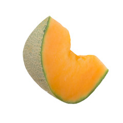 slice of cantaloupe isolated on white background