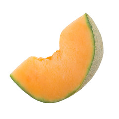 slice of cantaloupe isolated on white background