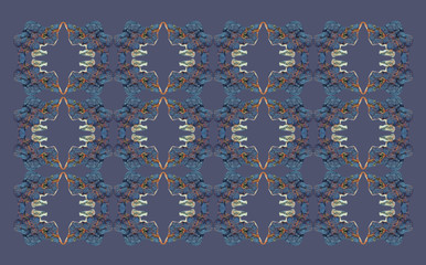 Pattern made of minerals blue Azurite on a dark purple background