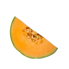 slice of cantaloupe isolated on white background