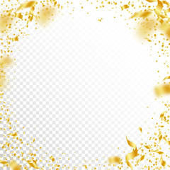 Streamers and confetti. Gold tinsel and foil ribbo