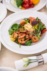 Food Table Celebration Delicious Party Meal Concept. A lot of food. Served for wedding, anniversary, other holiday. Banquet dishes in the restaurant