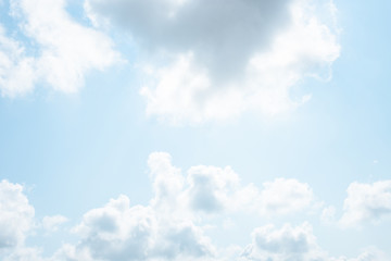 Nature Bright blue Sky with white clouds on blackground. Beautiful sky and clouds in the afternoon.