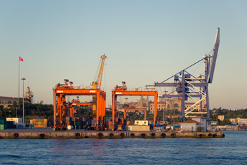 Fototapeta premium Port of Haydarpasa and Cranes
