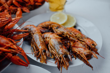 boiled crayfish and fried lobster