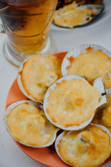 scallops in the shell and beer