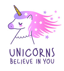 Obraz na płótnie Canvas Cute cartoon unicorn for Your magic design