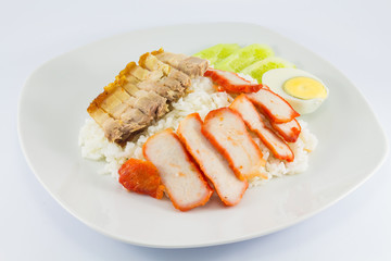 Barbecued red pork and  crispy pork
