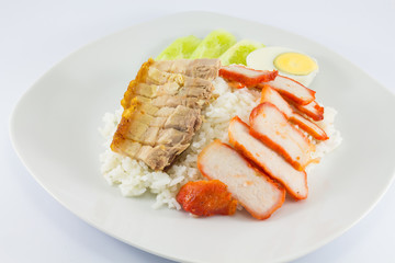 Barbecued red pork and  crispy pork