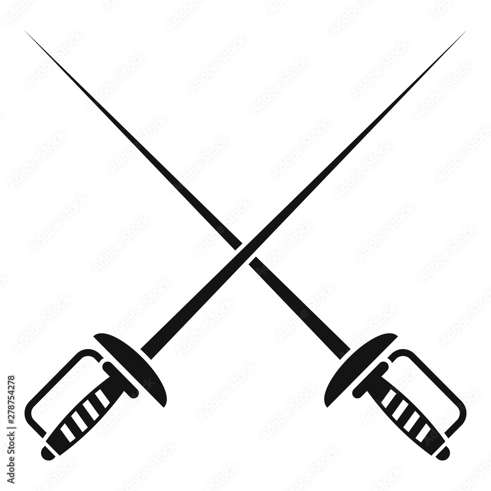 Poster fencing swords icon. simple illustration of fencing swords vector icon for web design isolated on wh