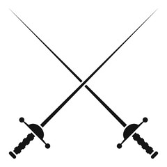 Crossed metal rapiers icon. Simple illustration of crossed metal rapiers vector icon for web design isolated on white background