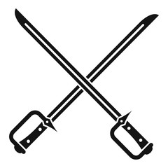 Fencing metal swords icon. Simple illustration of fencing metal swords vector icon for web design isolated on white background