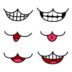 Smiling funny cartoon set by Vector