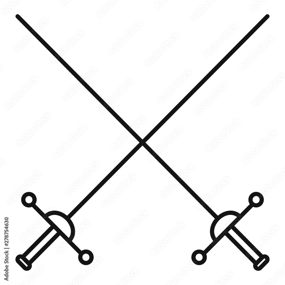 Poster crossed rapiers icon. outline crossed rapiers vector icon for web design isolated on white backgroun