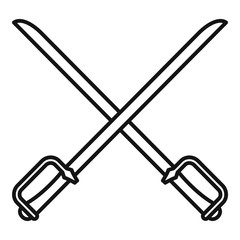 Fencing metal swords icon. Outline fencing metal swords vector icon for web design isolated on white background