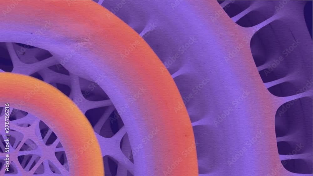 Poster Futuristic composition of rotation rounded shapes. Computer generated abstract animation with colored forms. Modern covers design with geometric pattern. 3d rendering. HD resolution.