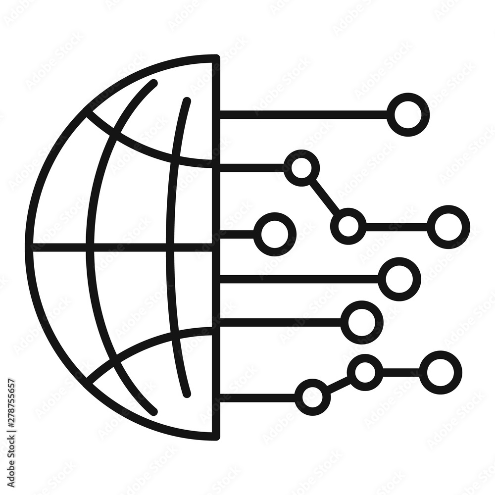 Poster global artificial intelligence icon. outline global artificial intelligence vector icon for web desi