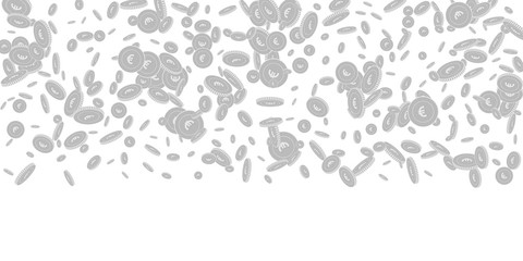 European Union Euro coins falling. Scattered black