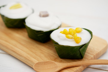 Tako, Thai pudding with coconut cream topping. Traditional Thai dessert.
