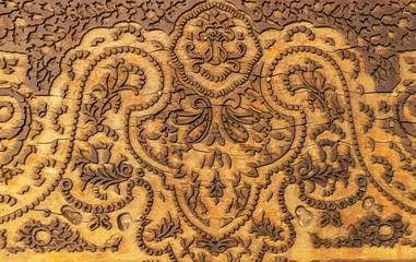 Wooden stencil for fabric. Abstract print pattern.