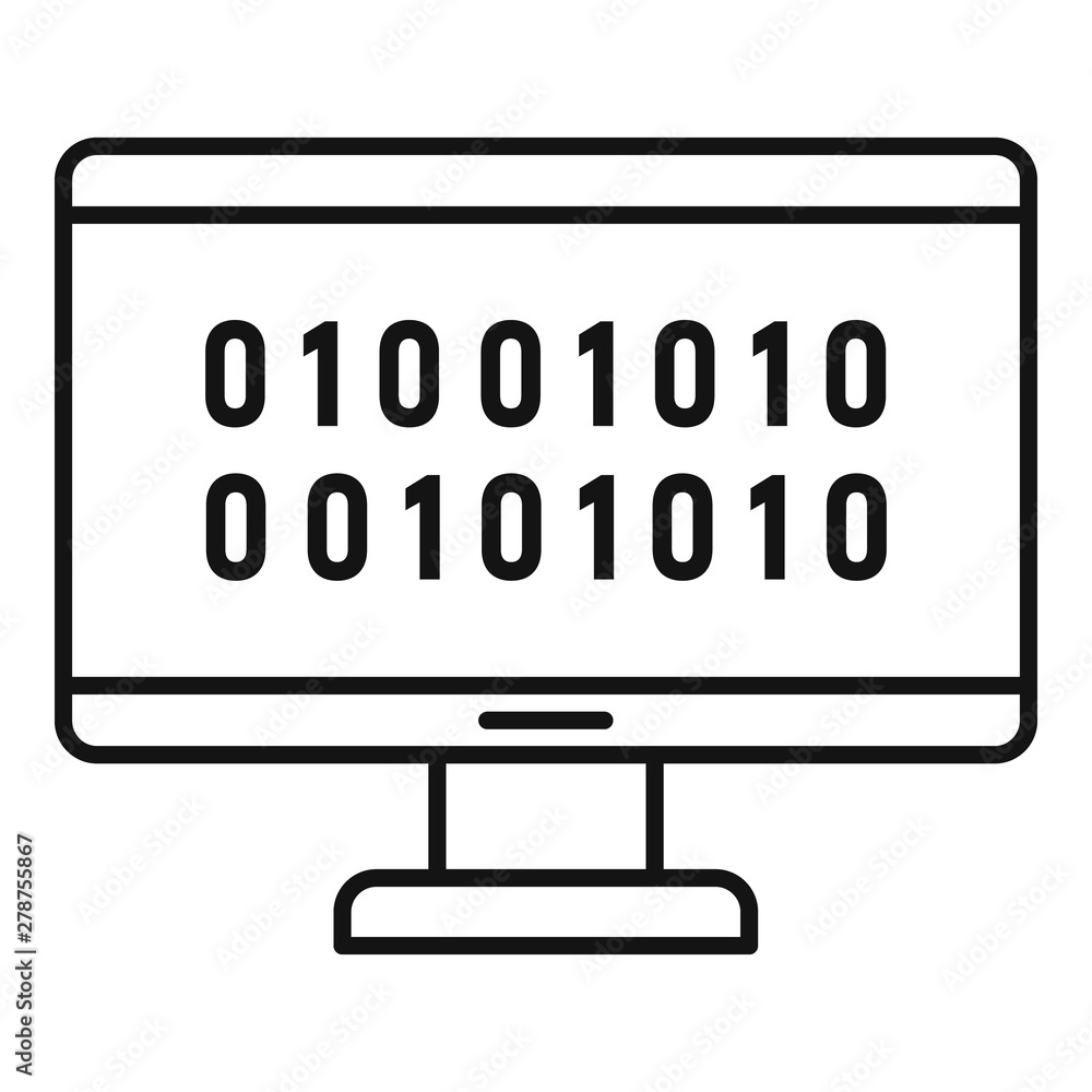 Poster ai monitor code icon. outline ai monitor code vector icon for web design isolated on white backgroun