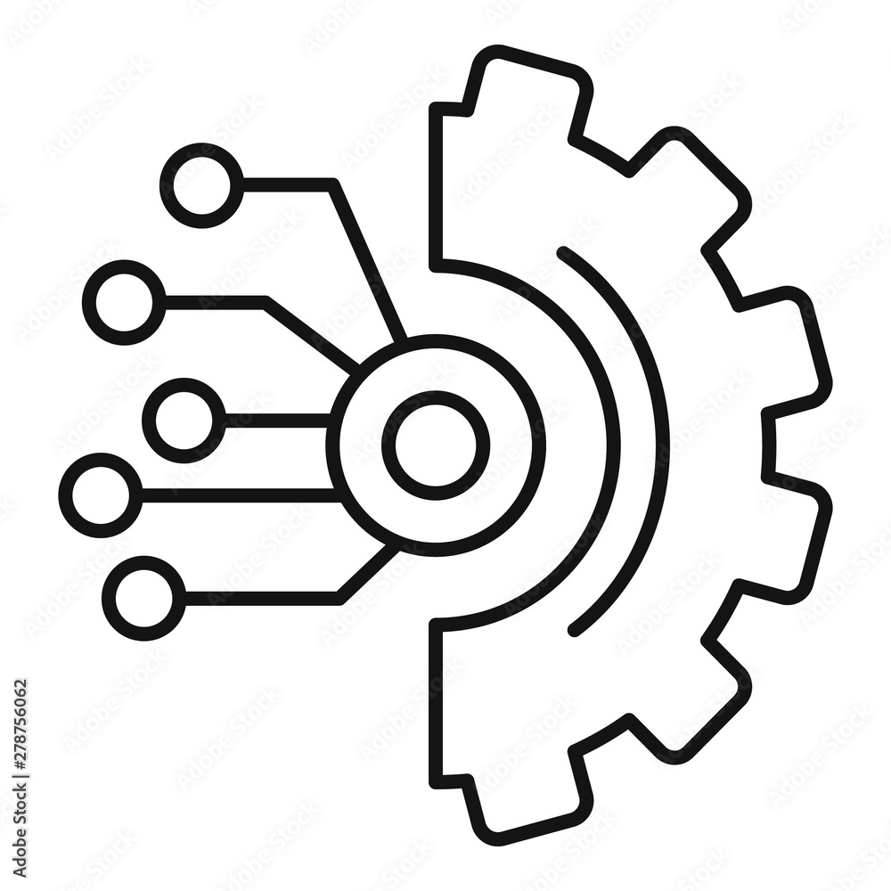 Poster gear smart ai icon. outline gear smart ai vector icon for web design isolated on white background