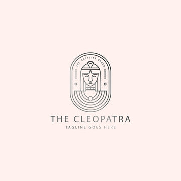 icon logo of cleopatra queen with line art concept
