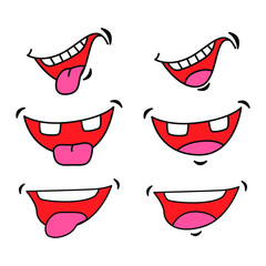 Vector illustration of set smiling funny happy