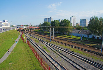 Fototapeta premium Railway tracks and rails in the city.