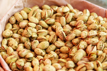 Pistachios in a paper bag