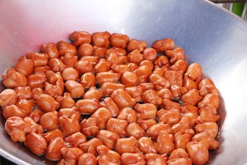 Fried sausage is delicious at street food