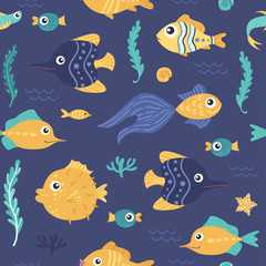 Fototapeta premium Seamless pattern with fish. Vector illustration for your design