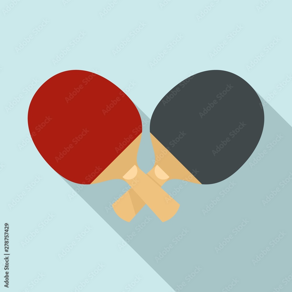 Poster crossed ping pong paddle icon. flat illustration of crossed ping pong paddle vector icon for web des
