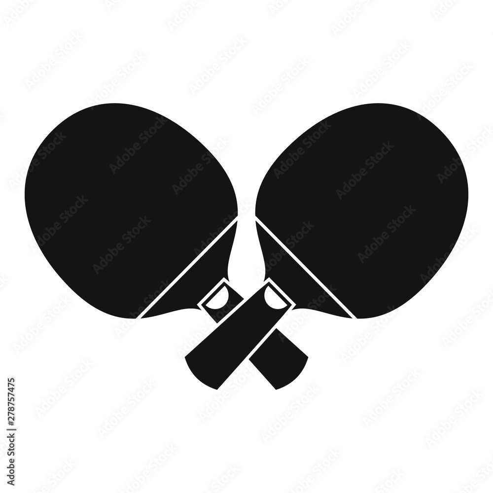 Poster crossed ping pong paddle icon. simple illustration of crossed ping pong paddle vector icon for web d