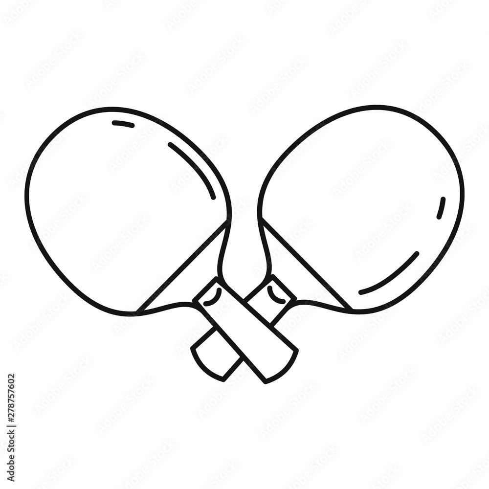 Poster crossed ping pong paddle icon. outline crossed ping pong paddle vector icon for web design isolated 