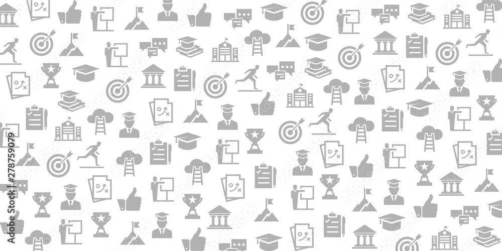 Poster vector set of design templates and elements for learning in trendy linear style - seamless patterns 