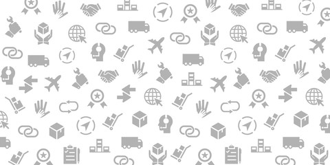 Vector set of design templates and elements for Logistics in trendy linear style - Seamless patterns with linear icons related to Logistics