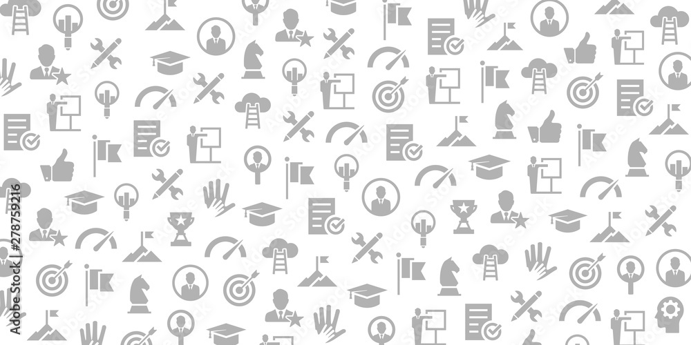 Poster vector set of design templates and elements for career planning tics in trendy linear style - seamle
