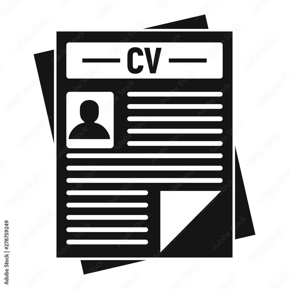 Poster cv papers icon. simple illustration of cv papers vector icon for web design isolated on white backgr