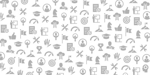 Vector set of design templates and elements for Career Planning tics in trendy linear style - Seamless patterns with linear icons related to Career Planning