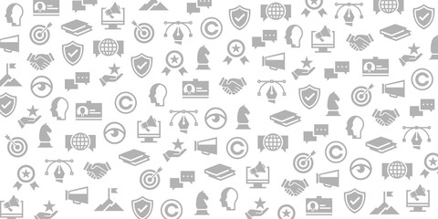 Vector set of design templates and elements for Brand Identity in trendy linear style - Seamless patterns with linear icons related to Brand Identity