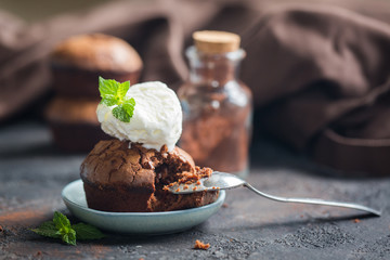 Chocolate fondant and vanilla  ice cream
