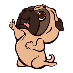Pug dancing icon. Cartoon of pug dancing vector icon for web design isolated on white background