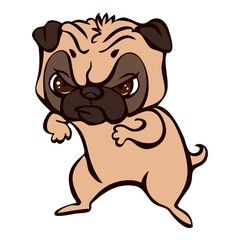 Pug fight icon. Cartoon of pug fight vector icon for web design isolated on white background