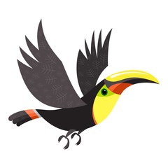 Obraz na płótnie Canvas Flying toucan icon. Cartoon of flying toucan vector icon for web design isolated on white background