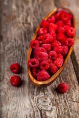 Ripe raspberries in a bowl